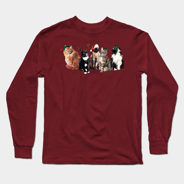 Christmas Cats Long Sleeve T-Shirt by Wintrly